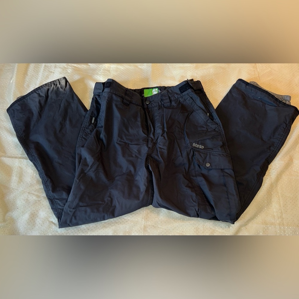 Orage Insulated Snowboard Pants Black Adjustable Waist Size Large
